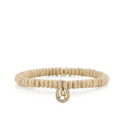 Kids Collection Gold & Diamond Horse Horseshoe on Cream Jasper