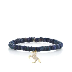 Kids Collection Gold & Diamond Horse on Black-Blue Ethiopian Opal