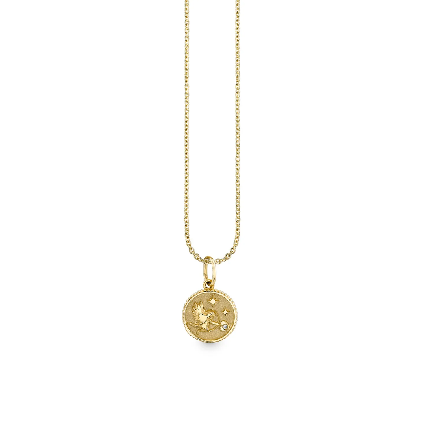 Kids Collection Gold & Diamond Tiny Cupid Coin Necklace