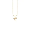 Kids Collection Gold & Diamond Tiny Hummingbird Charm Necklace