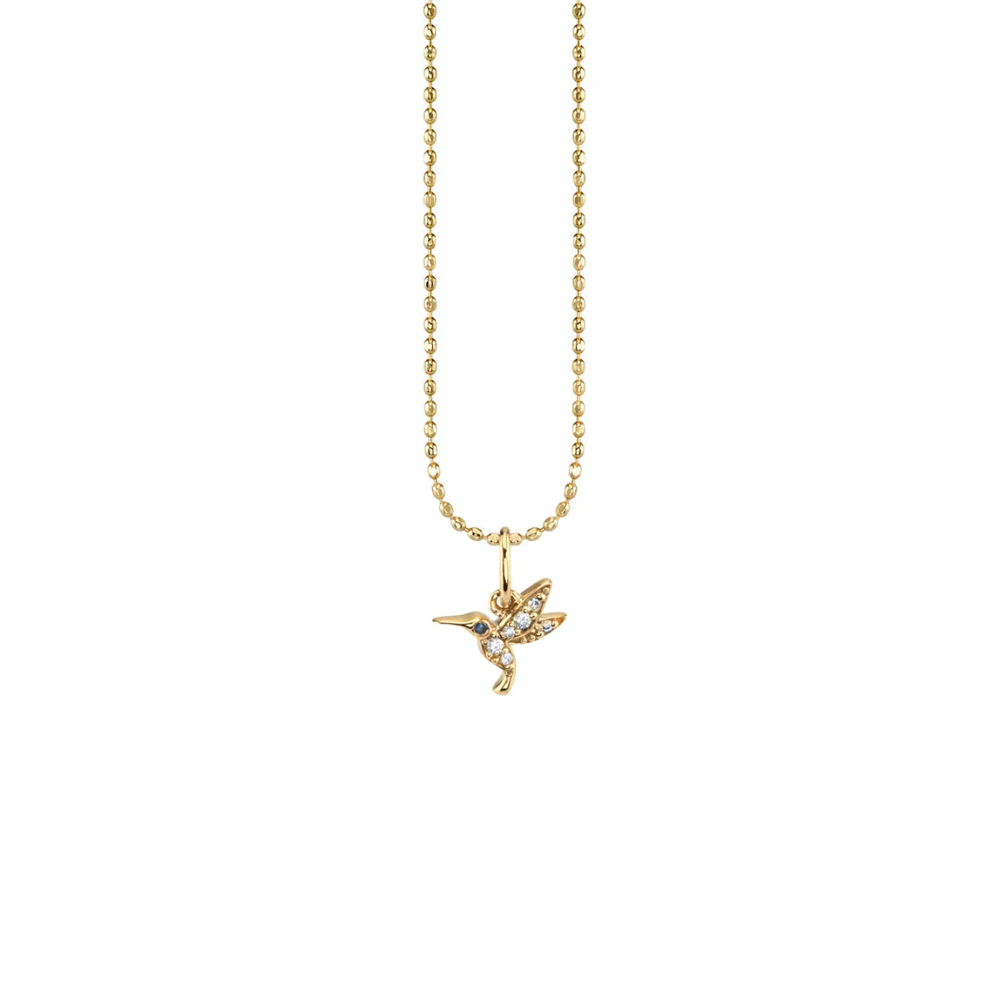Kids Collection Gold & Diamond Tiny Hummingbird Charm Necklace