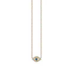 Kids Collection Gold & Diamond Mini Bezel Eye Necklace