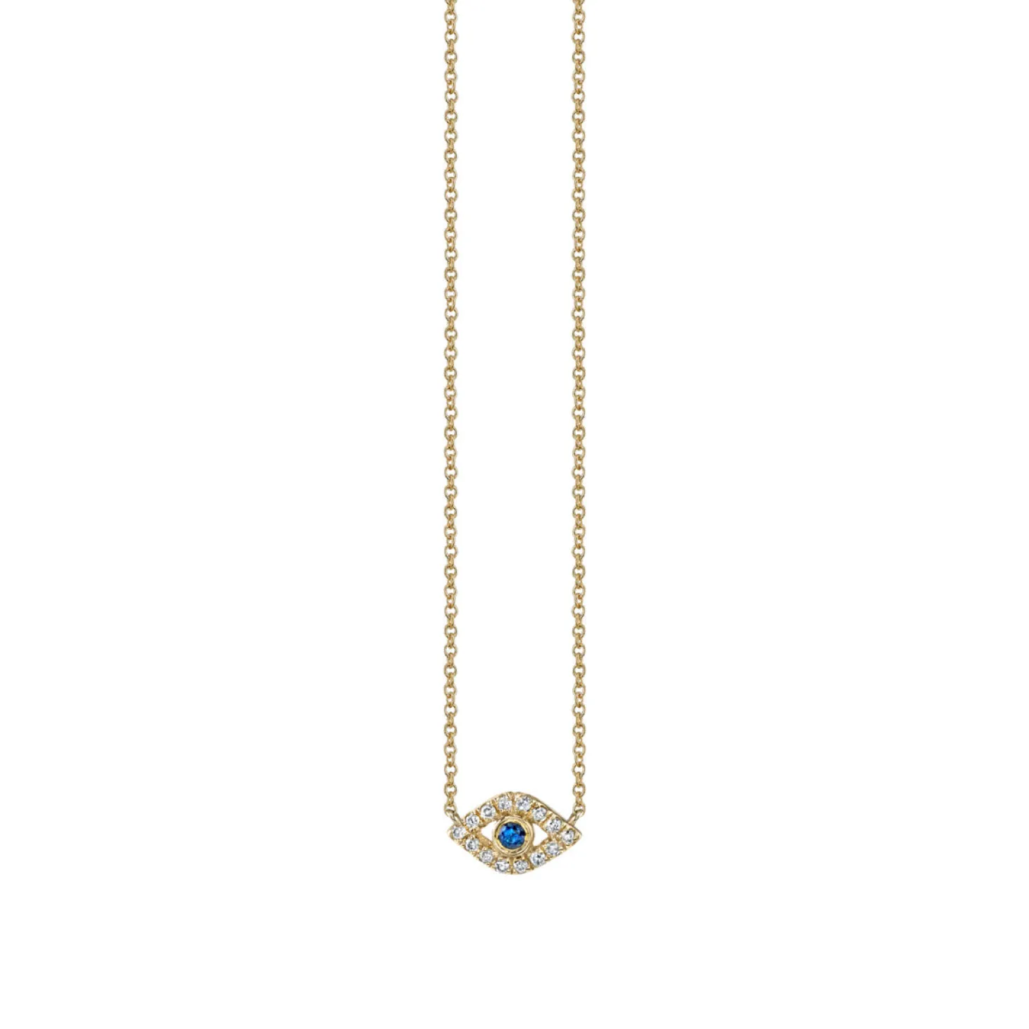 Kids Collection Gold & Diamond Mini Bezel Eye Necklace