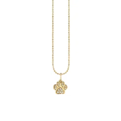 Kids Collection Gold & Diamond Small Paw Print Necklace