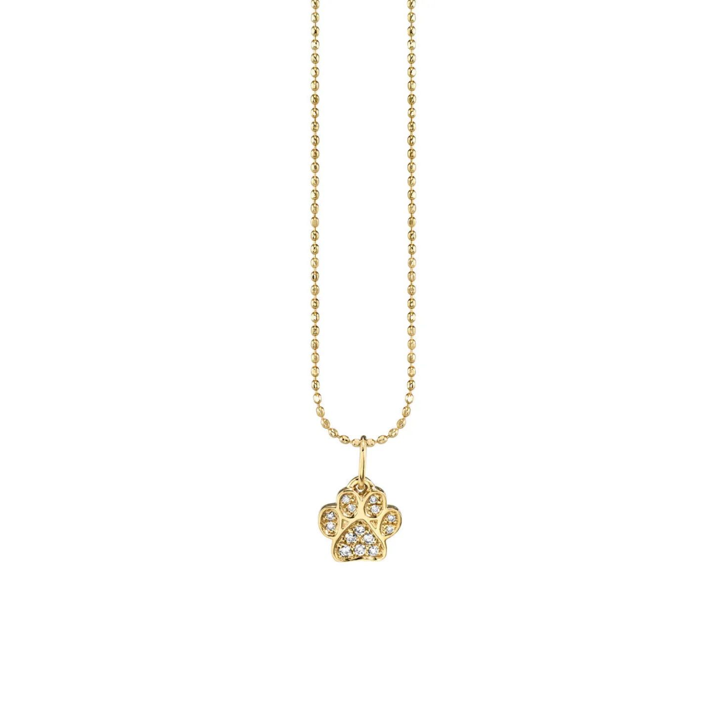 Kids Collection Gold & Diamond Small Paw Print Necklace