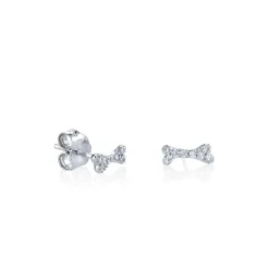 Kids Collection Gold & Diamond Tiny Dog Bone Stud