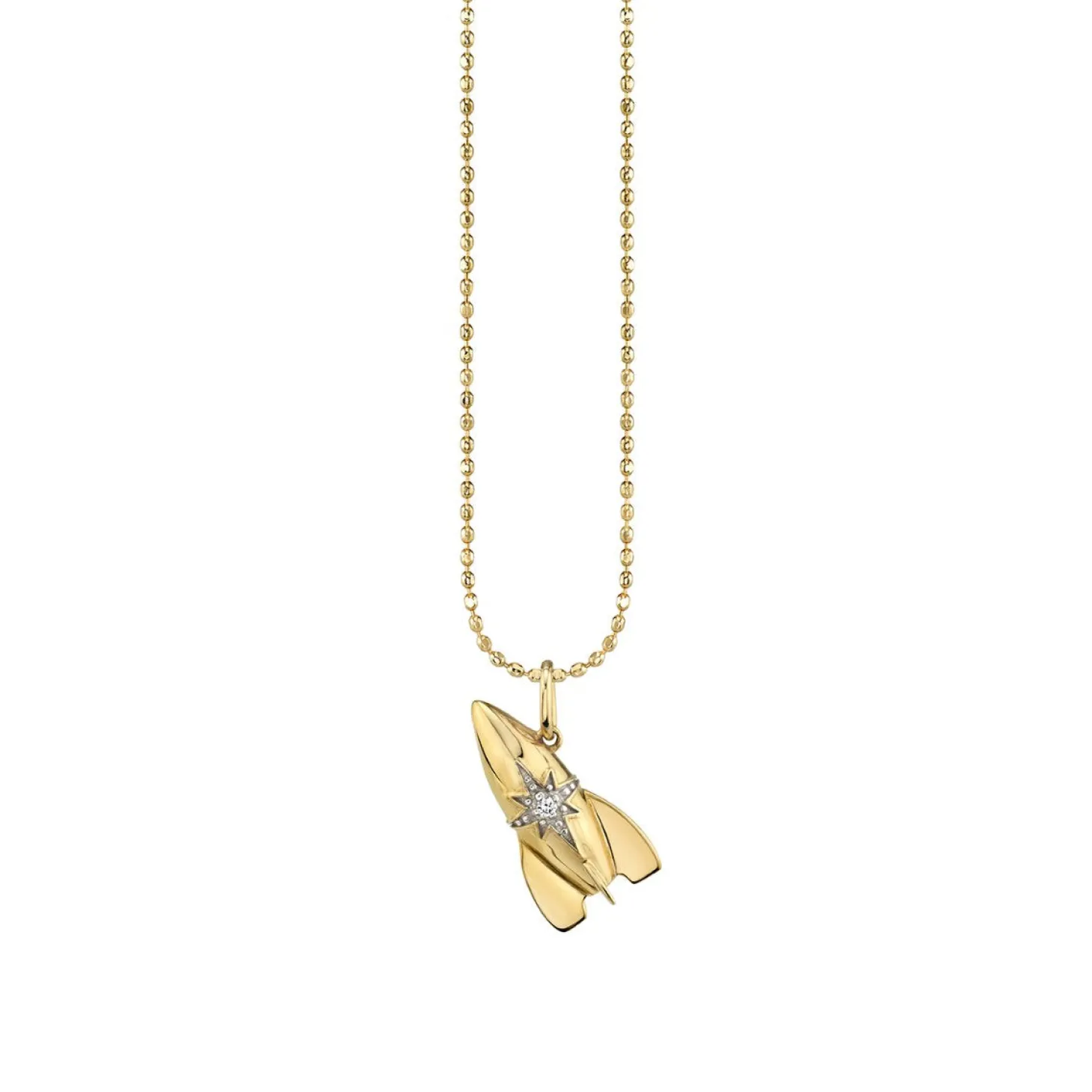 Kids Collection Gold & Diamond Rocket Charm Necklace