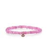 Kids Collection Gold & Diamond Tiny Carved Stone on Pink Sapphire