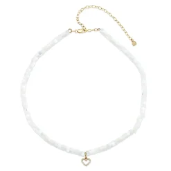 Kids Collection Gold & Diamond Heart Mother of Pearl Necklace
