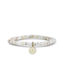 Kids Collection Gold & Diamond Eye Coin on White Turquoise Heishi
