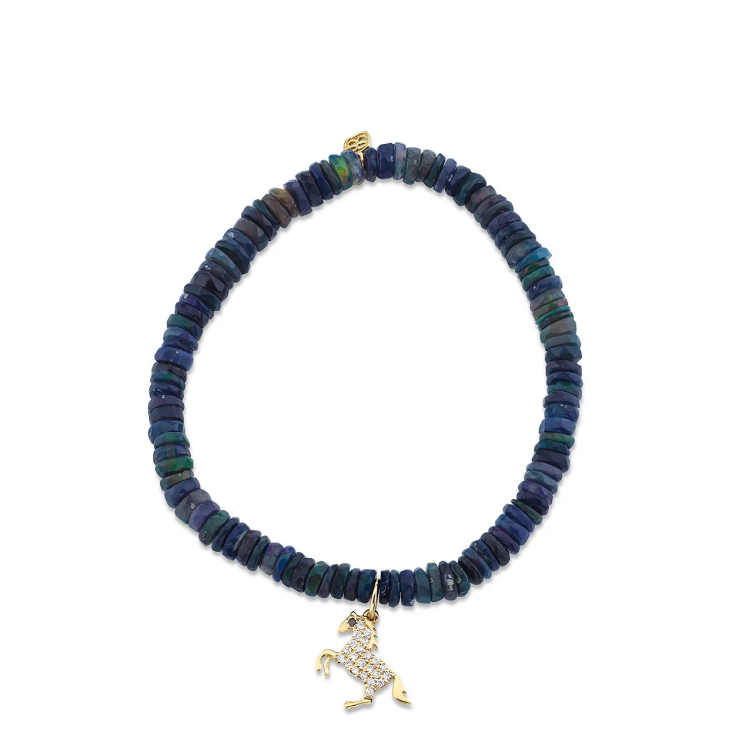 Kids Collection Gold & Diamond Horse on Black-Blue Ethiopian Opal