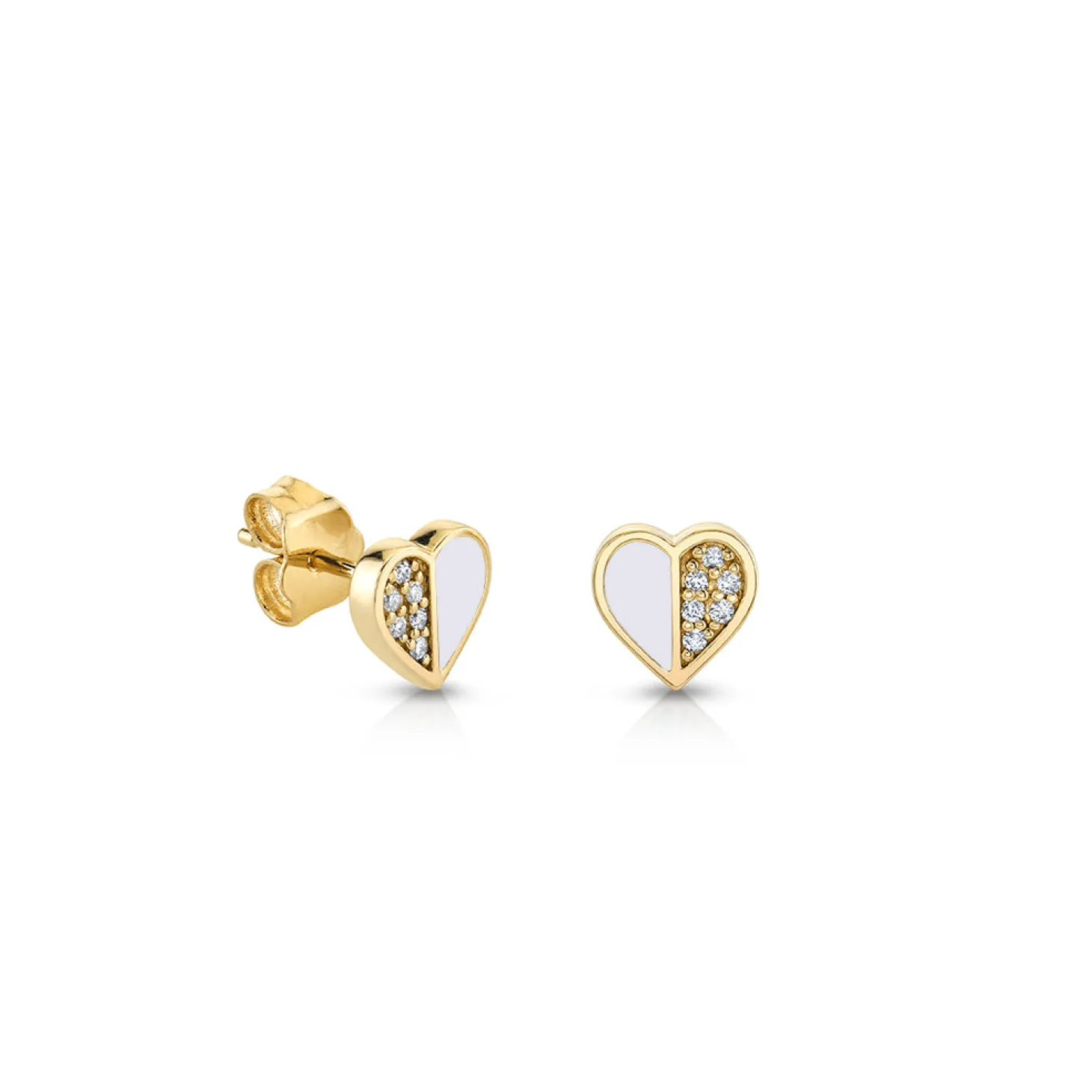 Kids Collection Gold & Diamond Heart With Stone Inlay Stud