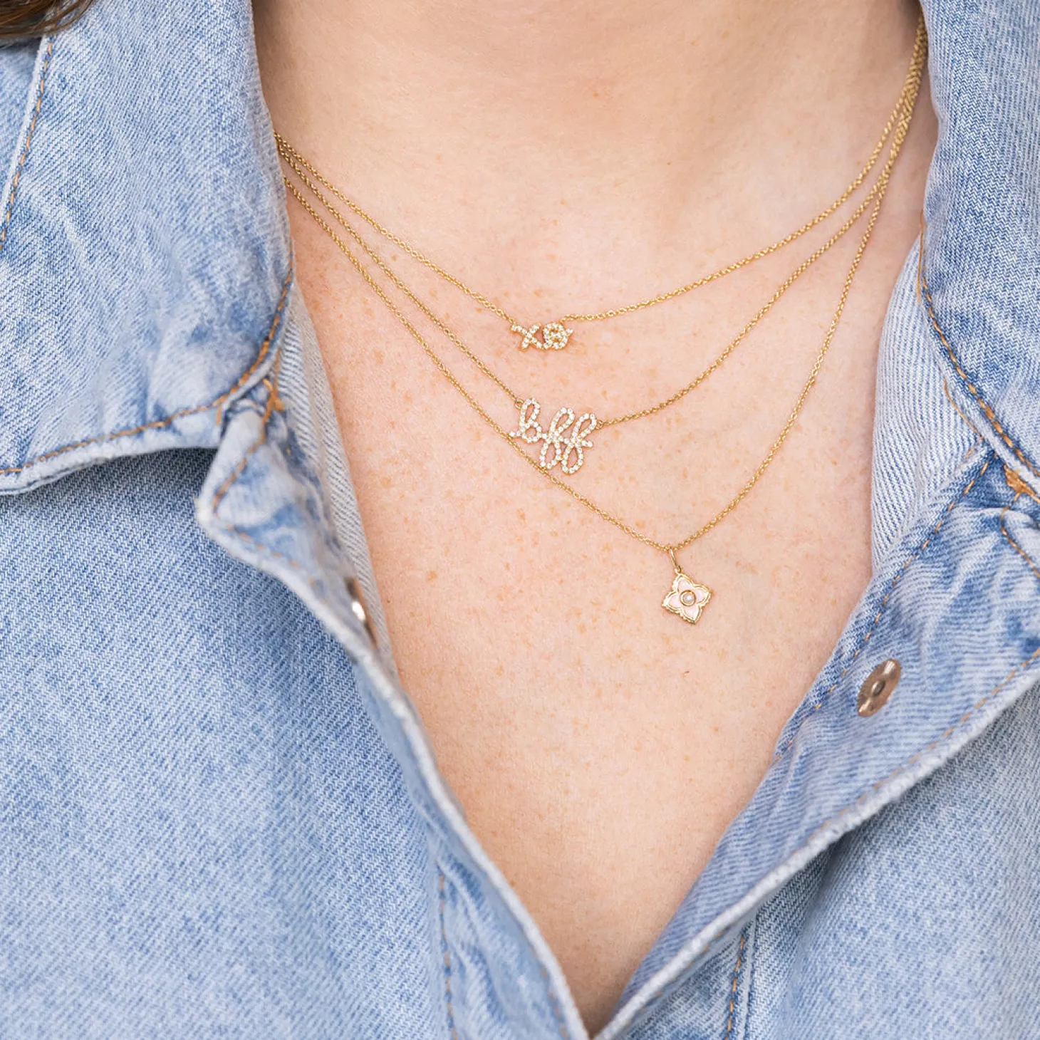 Kids Collection Gold & Diamond Mini Moroccan Flower Necklace