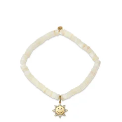 Kids Collection Gold & Diamond Sun Happy Face on Mother of Pearl