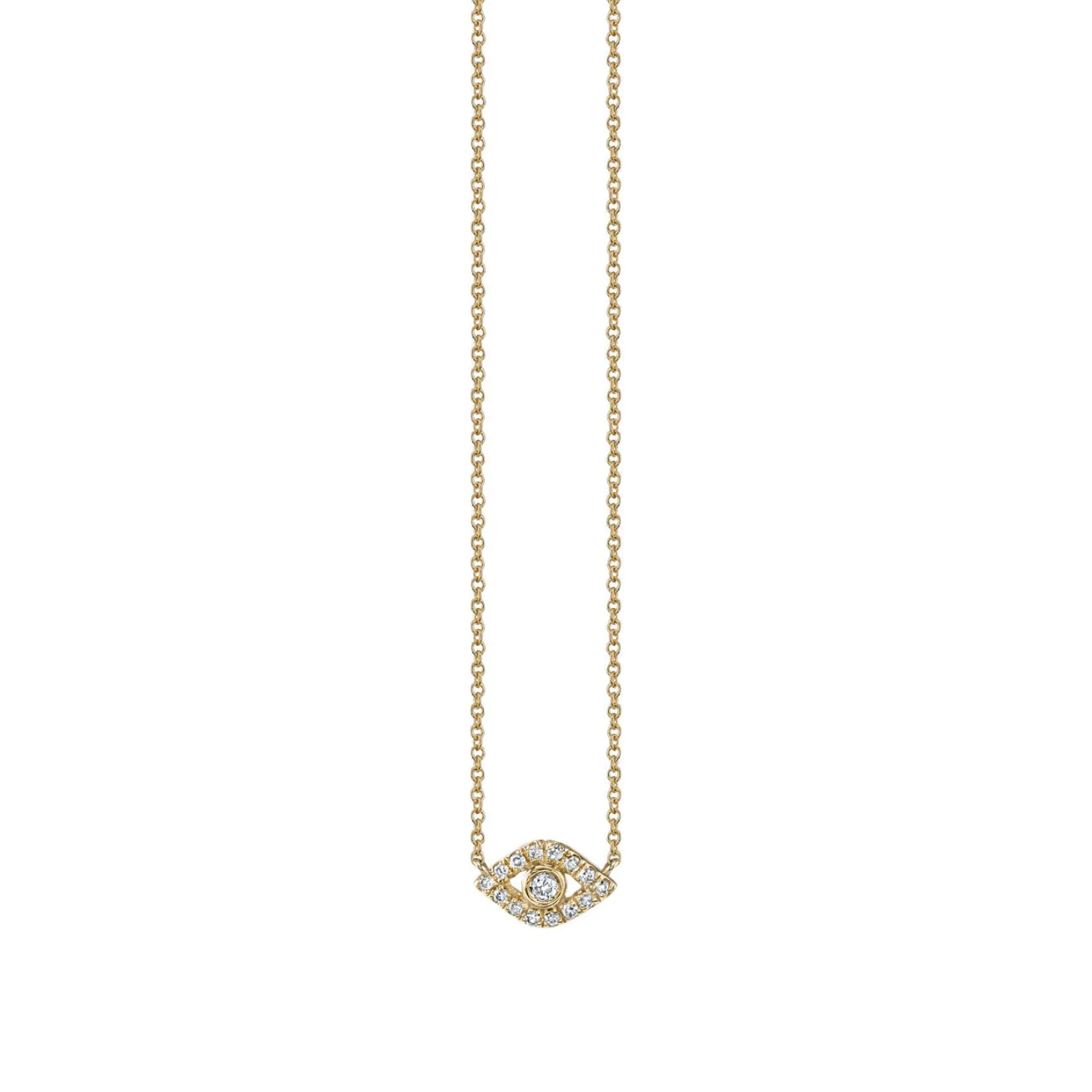 Kids Collection Gold & Diamond Mini Bezel Eye Necklace