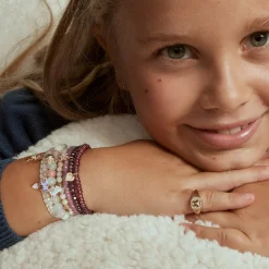 Kids Collection Gold & Diamond Flower on Rhodolite Garnet