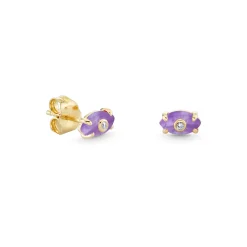 Kids Collection Gold & Diamond Tiny Carved Stone Eye Stud