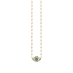Kids Collection Gold & Diamond Mini Bezel Eye Necklace