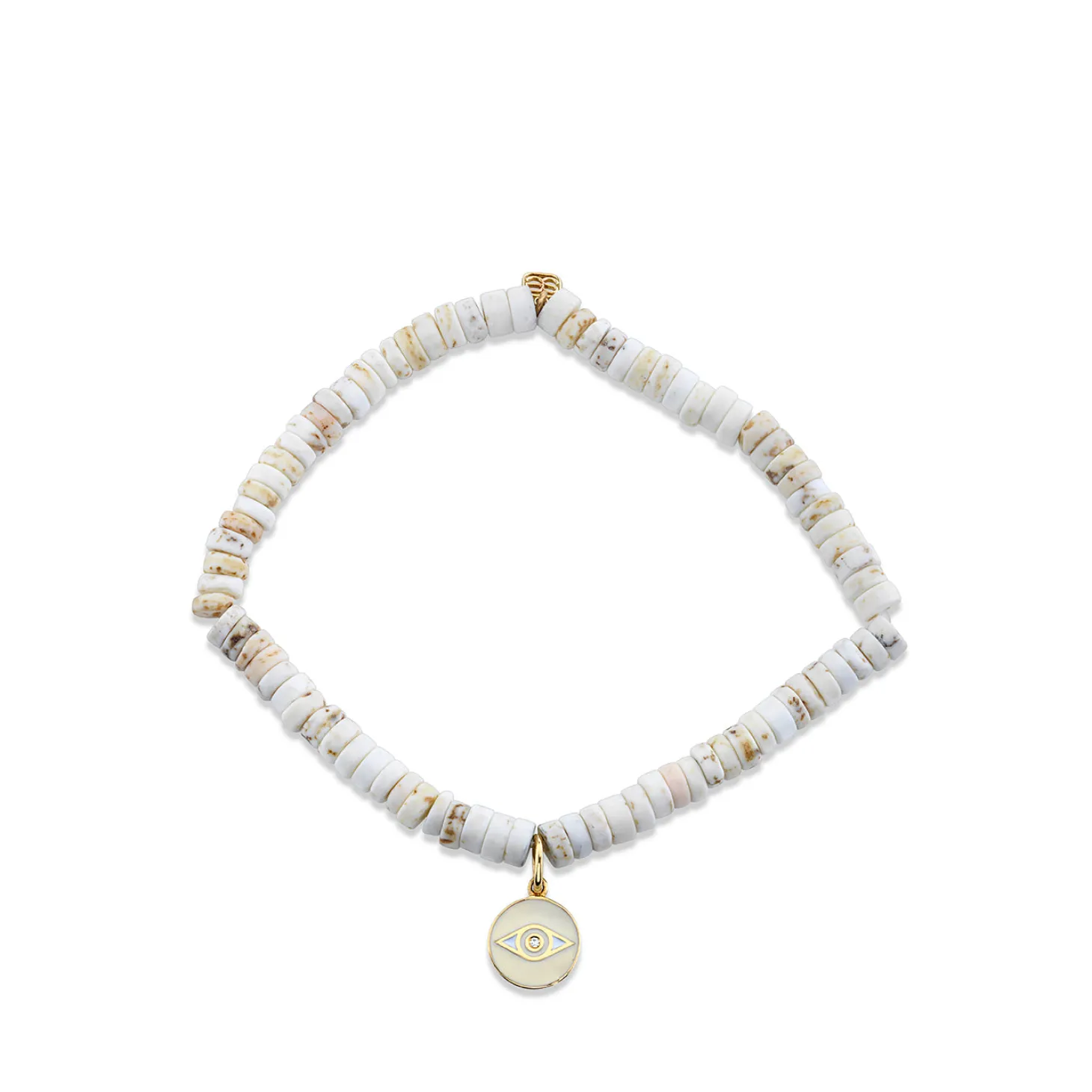Kids Collection Gold & Diamond Eye Coin on White Turquoise Heishi