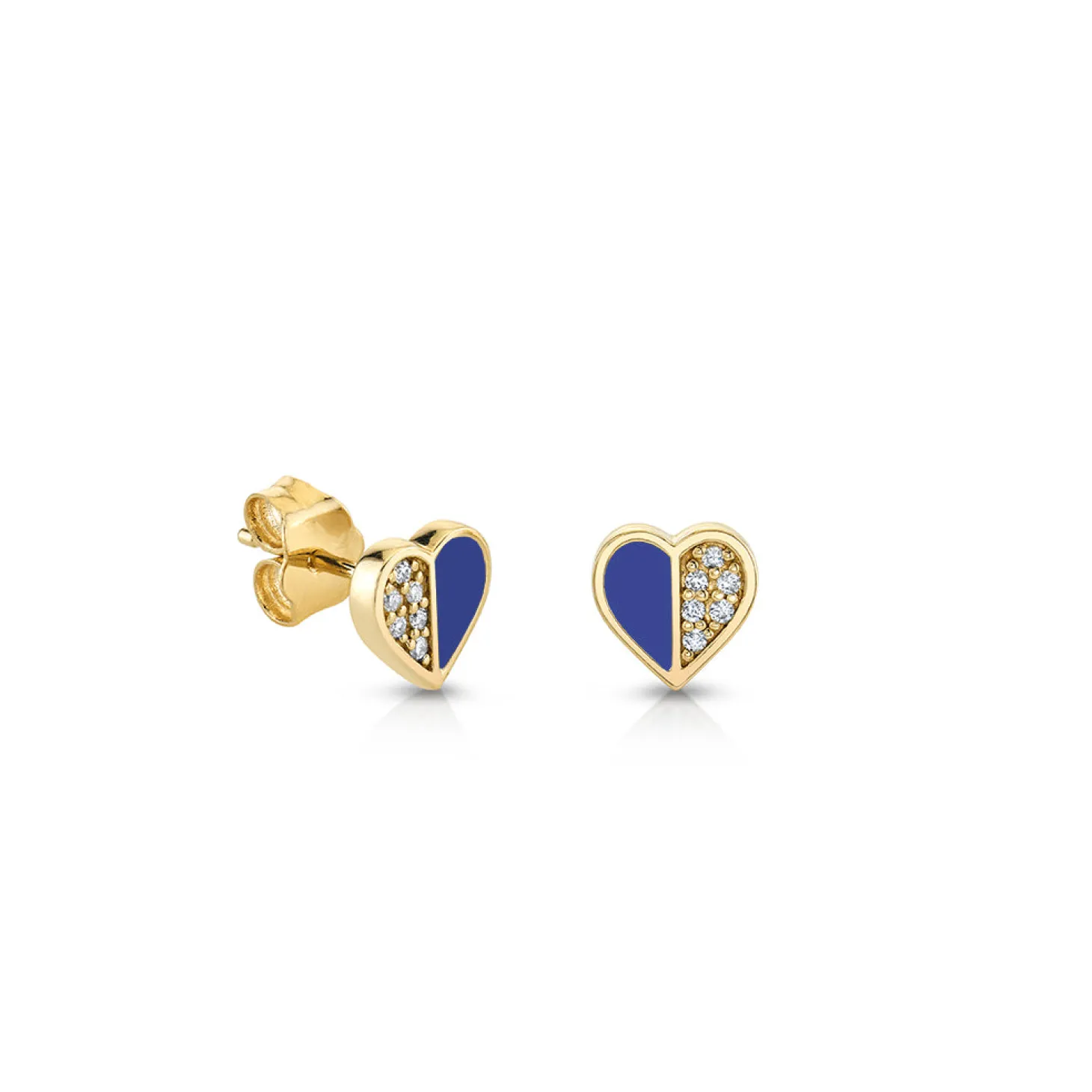 Kids Collection Gold & Diamond Heart With Stone Inlay Stud