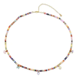 Kids Collection Gold & Enamel Tiny Charms Rainbow Zircon Necklace