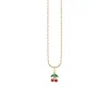 Kids Collection Gold & Enamel Mini Cherry Charm Necklace