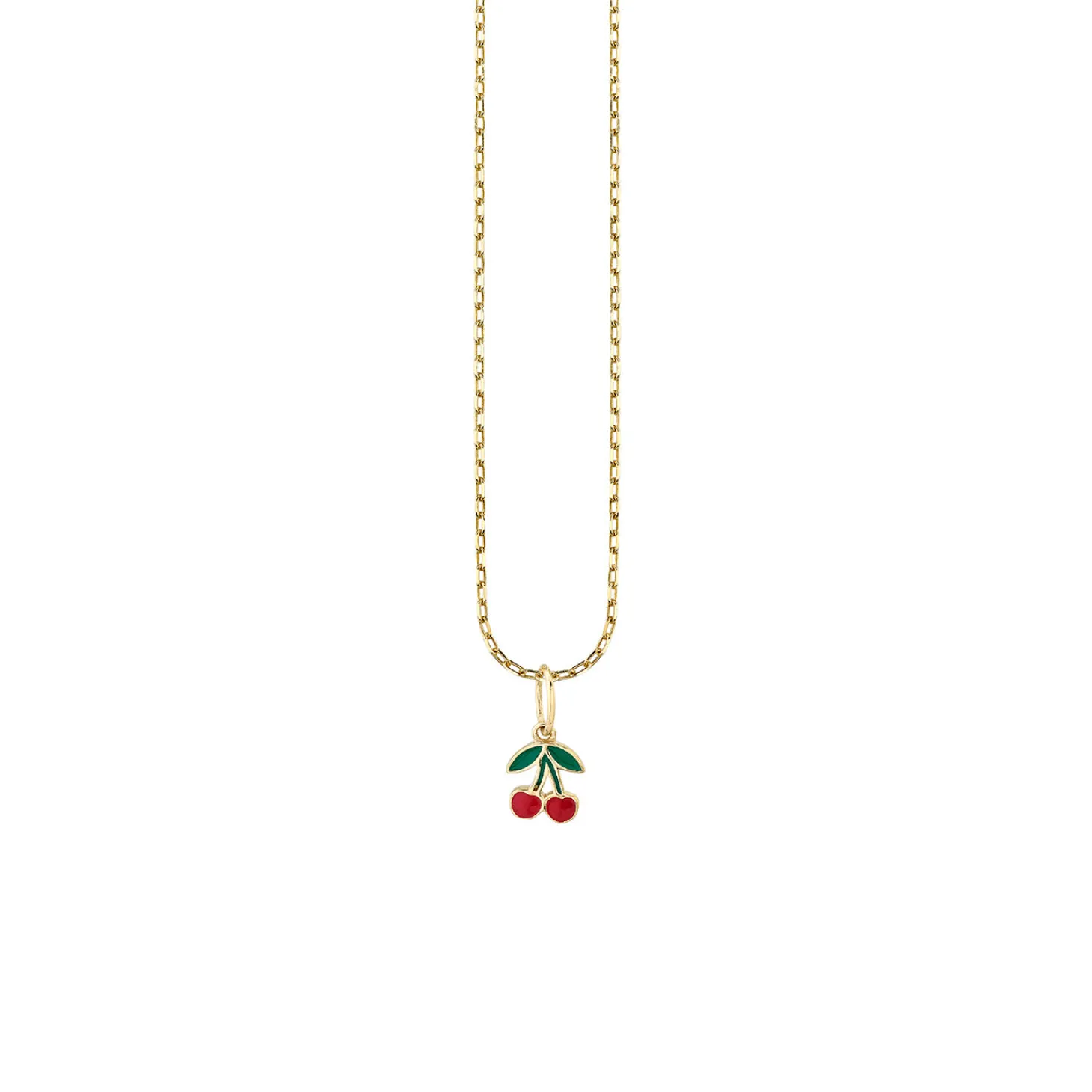 Kids Collection Gold & Enamel Mini Cherry Charm Necklace
