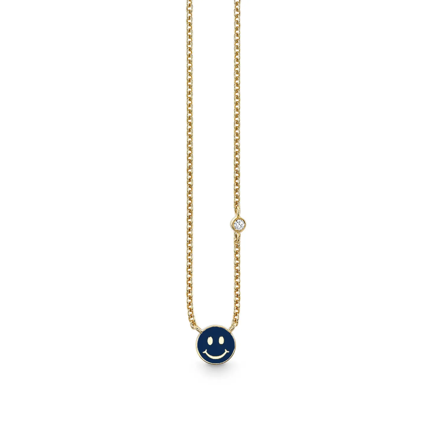 Kids Collection Gold & Enamel Mini Happy Face Necklace