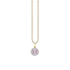Kids Collection Gold & Enamel Tiny Butterfly Medallion Necklace