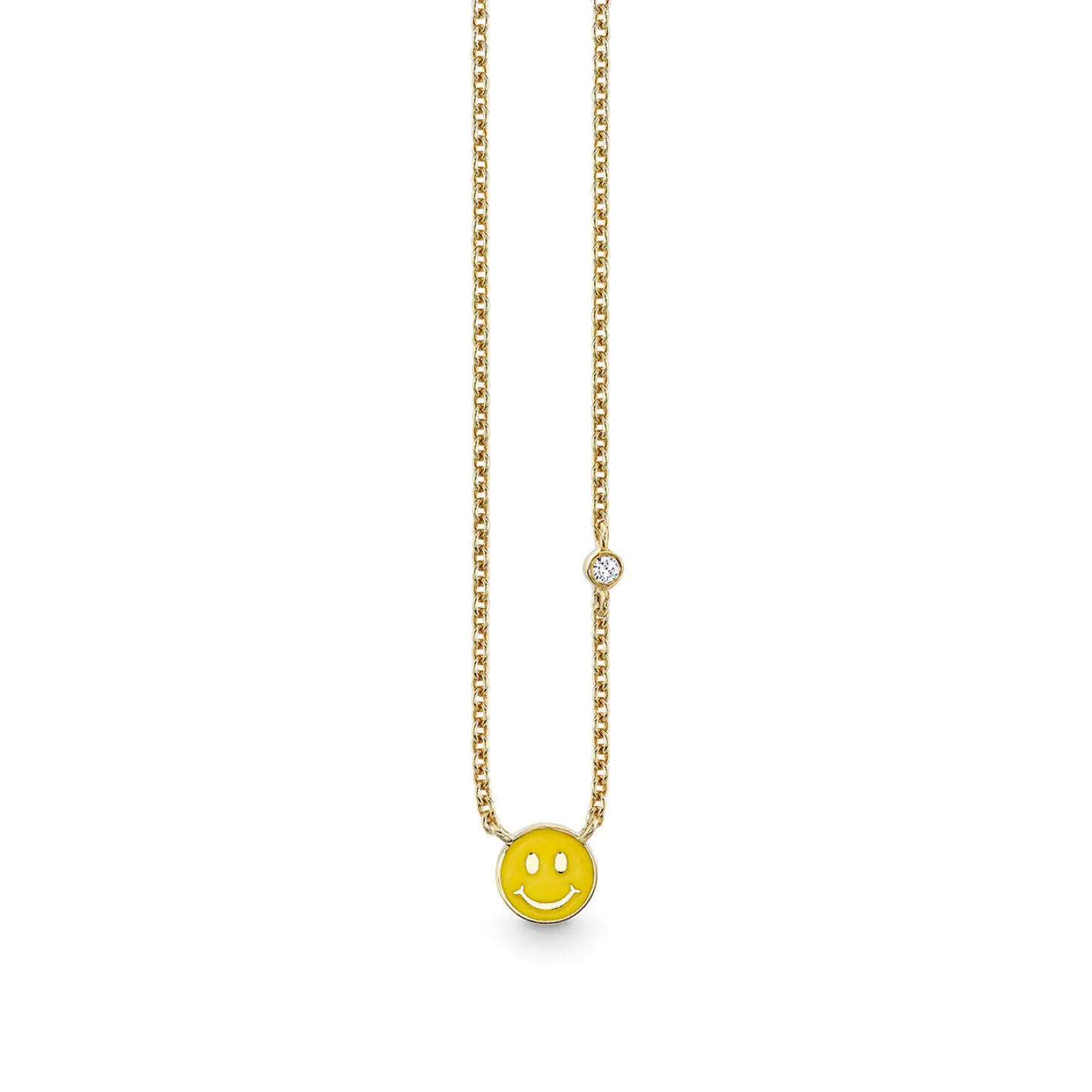 Kids Collection Gold & Enamel Mini Happy Face Necklace