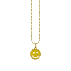 Kids Collection Gold & Enamel Happy Face Necklace