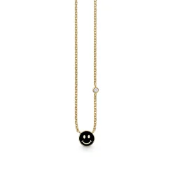 Kids Collection Gold & Enamel Mini Happy Face Necklace