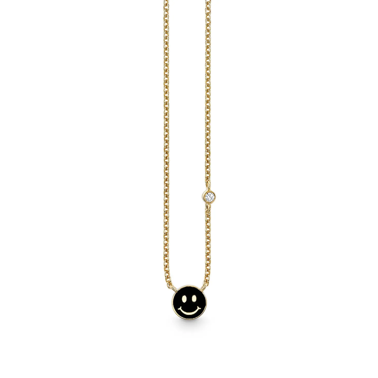 Kids Collection Gold & Enamel Mini Happy Face Necklace