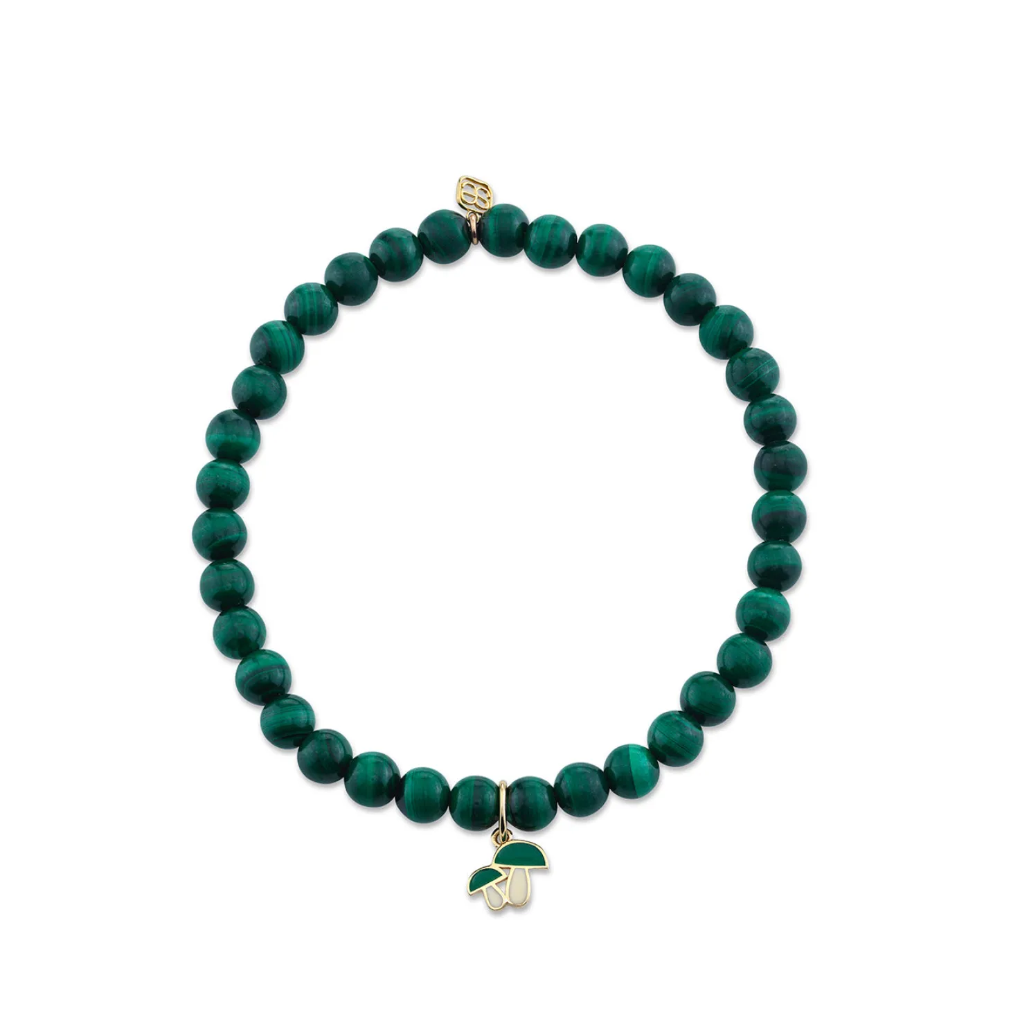Kids Collection Gold & Enamel Mushroom on Malachite