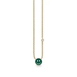 Kids Collection Gold & Enamel Mini Happy Face Necklace