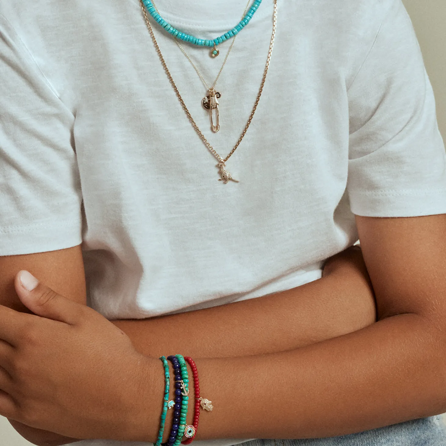 Kids Collection Gold & Rainbow Eye on Turquoise
