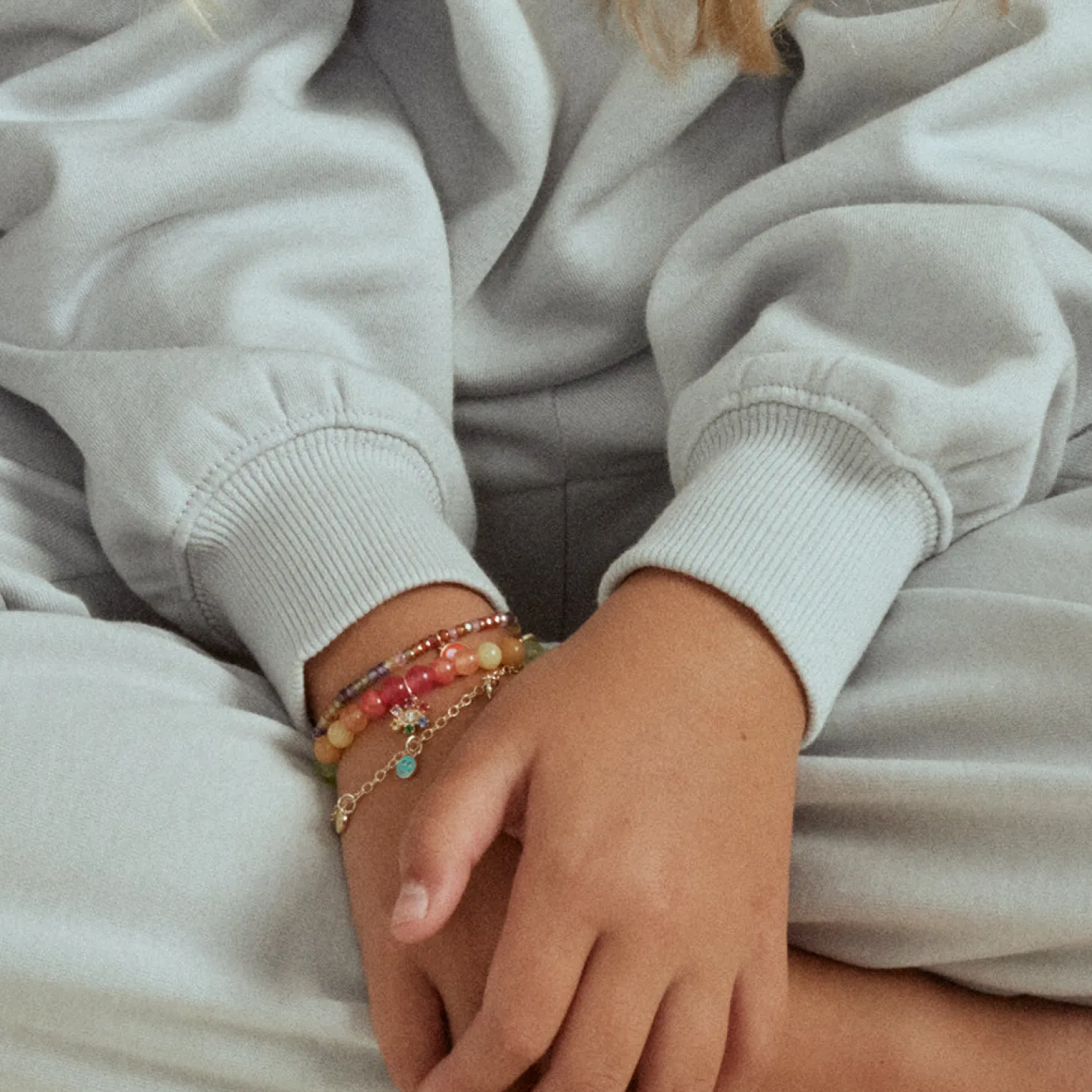 Kids Collection Gold & Rainbow Flower on Rainbow Jade