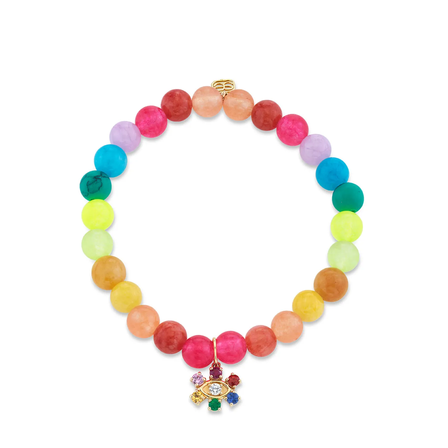 Kids Collection Gold & Rainbow Flower on Rainbow Jade
