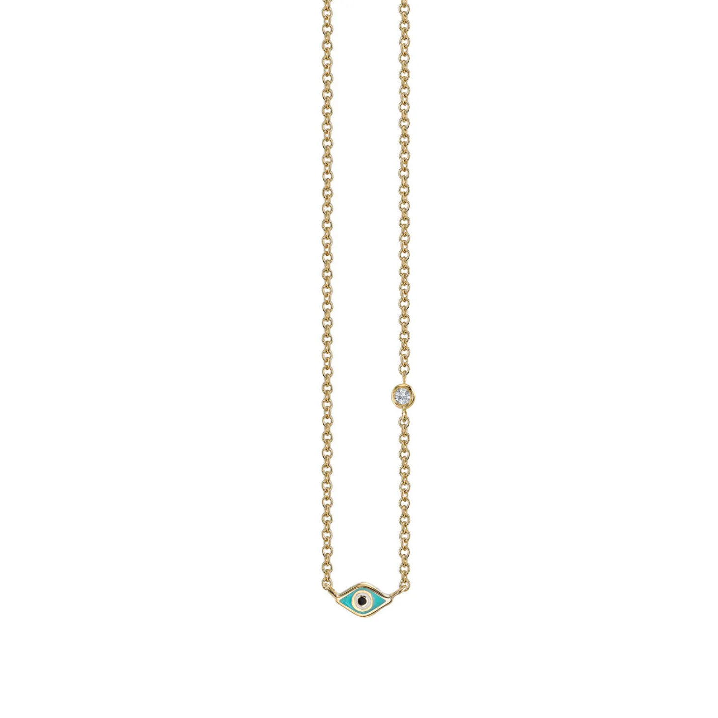 Kids Collection Gold & Turquoise Mini Enamel Eye Necklace