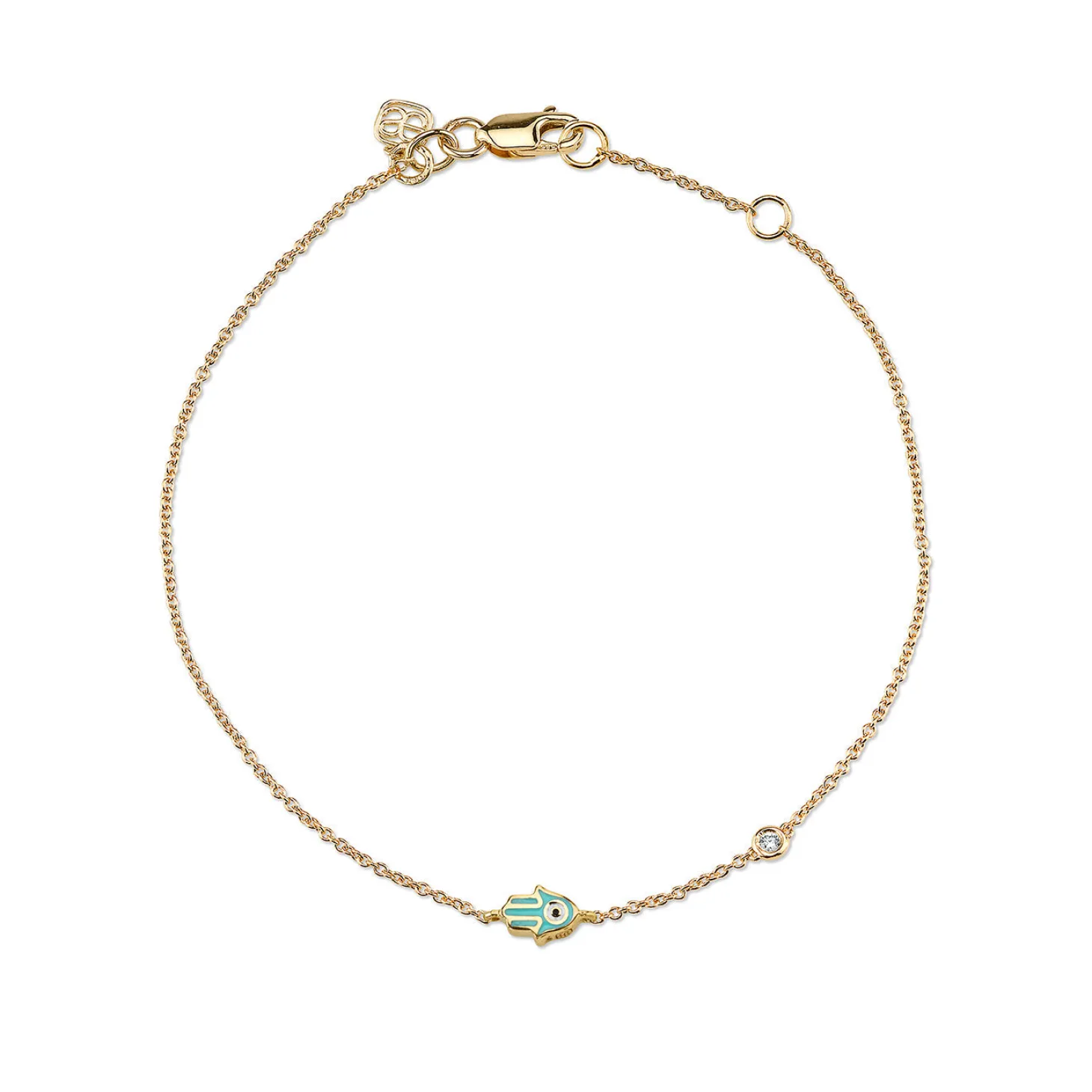 Kids Collection Gold & Turquoise Mini Enamel Hamsa Bracelet