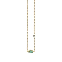 Kids Collection Gold & Turquoise Mini Enamel Hamsa Necklace