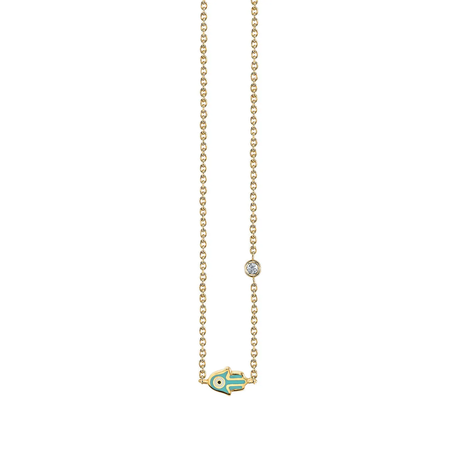 Kids Collection Gold & Turquoise Mini Enamel Hamsa Necklace