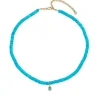 Kids Collection Gold & Turquoise Fluted Stone Turquoise Heishi Necklace