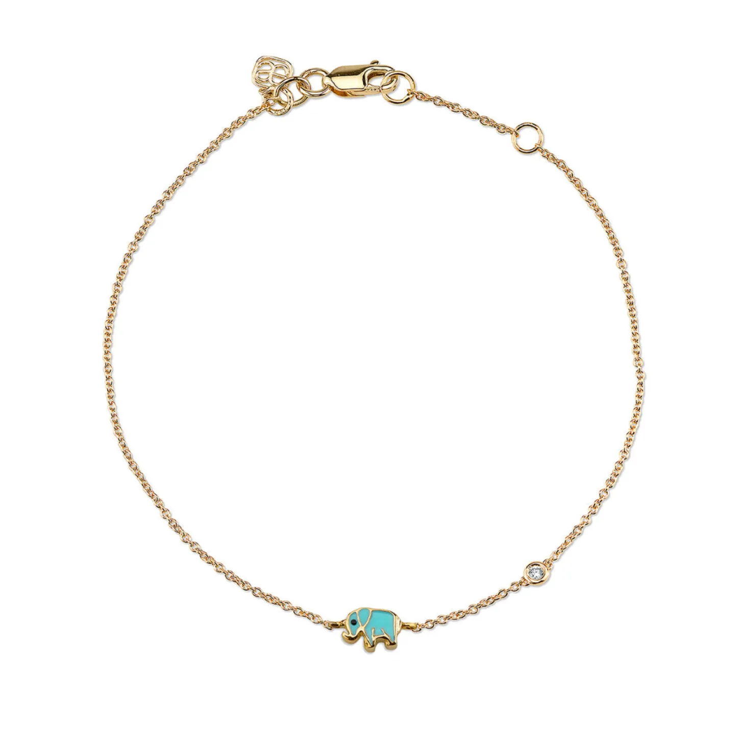 Kids Collection Gold & Turquoise Mini Enamel Elephant Bracelet