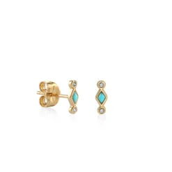 Kids Collection Gold Turquoise Diamond Bezel Stud