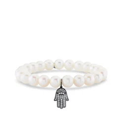 Men's Collection Black Rhodium & Diamond Hamsa on Pearl
