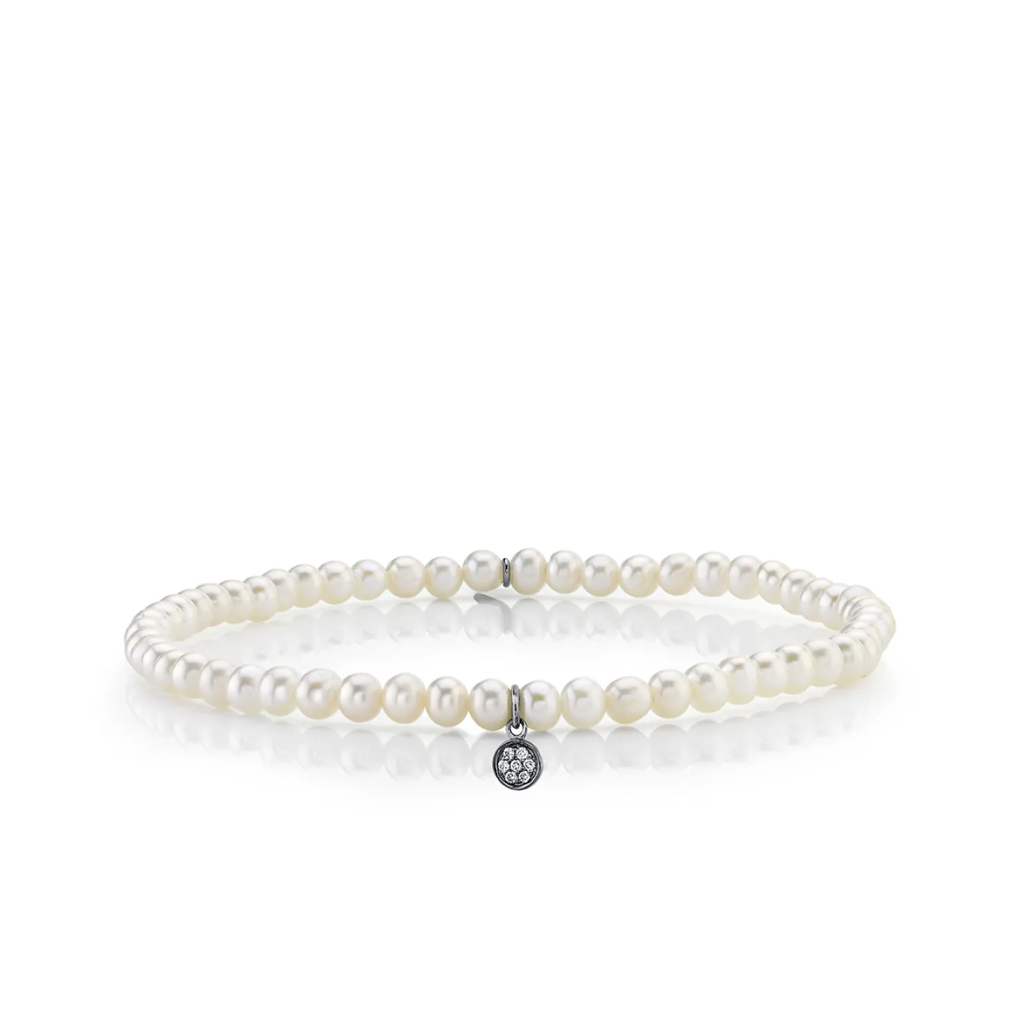 Men's Collection Black Rhodium & Diamond Mini Disc on Pearls