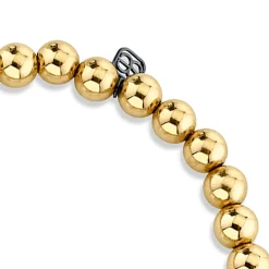 Men's Collection Black Rhodium & Diamond Small Hamsa on Gold Beads
