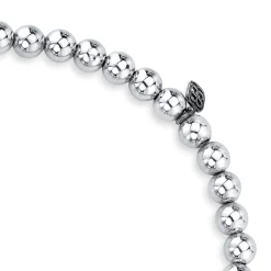 Men's Collection Black Rhodium & Diamond Tiny Cross on 14k White Gold Beads