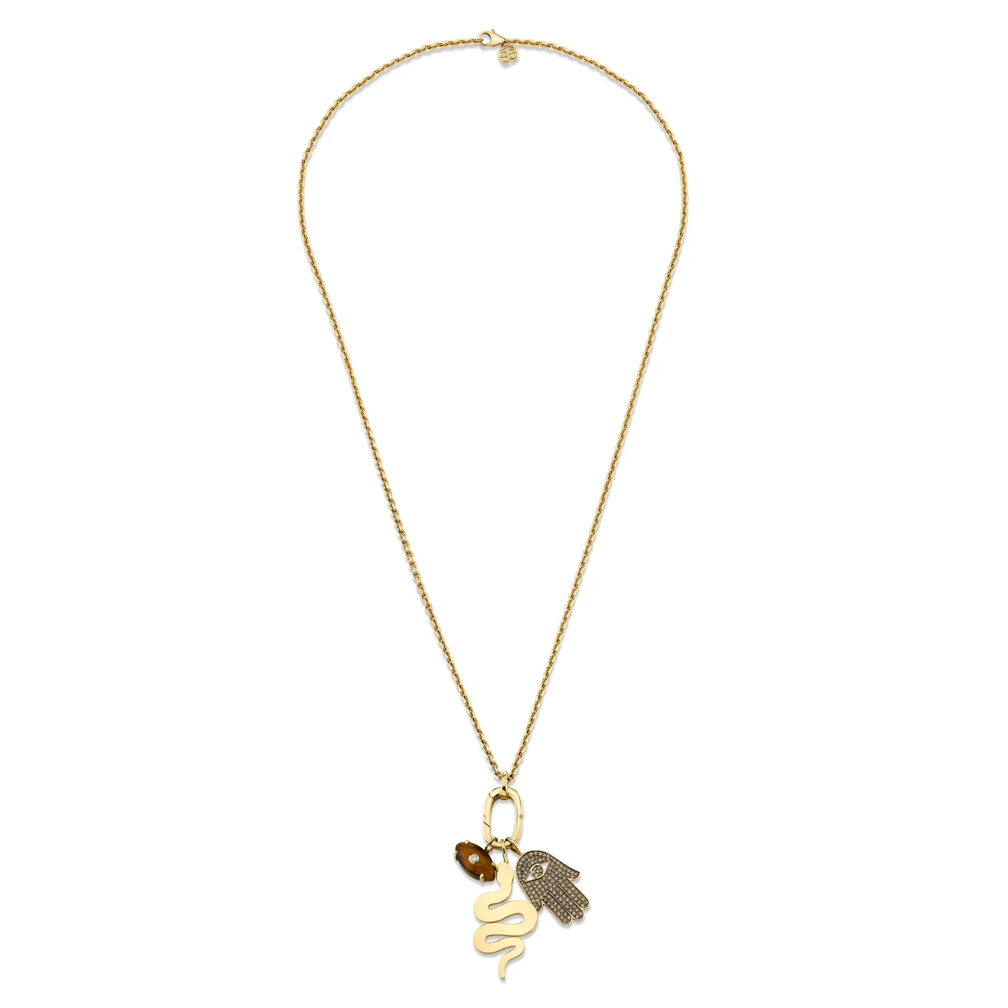 Men's Collection Gold & Brown Diamond Multi-Charm Necklace